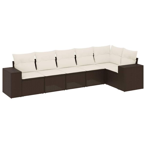 vidaXL Salon de jardin avec coussins 6 pcs marron r&eacute;sine tress&eacute;e