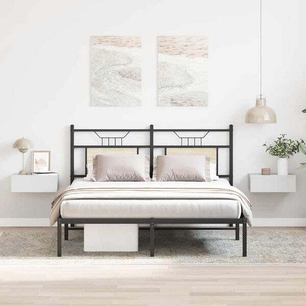 vidaXL Tables de chevet flottantes 2pcs Blanc brillant Bois ingénierie