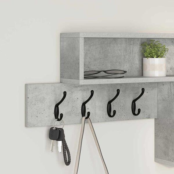 vidaXL Porte-manteau mural avec étagère Gris béton 100 x 12 x 43,5 cm