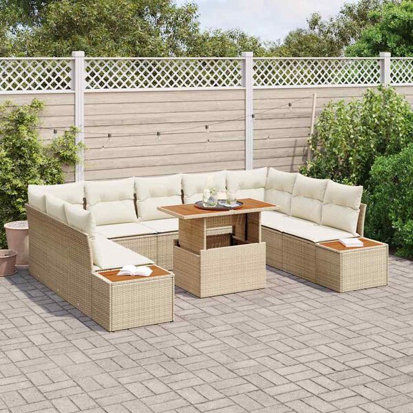 vidaXL Ensemble de salle &agrave; manger pour jardin 10 pcs Beige et cr&egrave;me