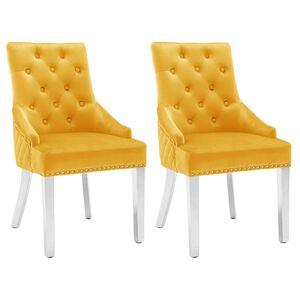 vidaXL Chaises &agrave; manger lot de 2 jaune velours