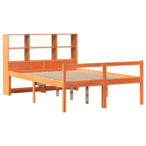 vidaXL Lit bibliothèque sans matelas cire marron 160x200cm bois massif