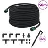 vidaXL Tuyau d'arrosage de jardin noir 0,6" 50 m caoutchouc