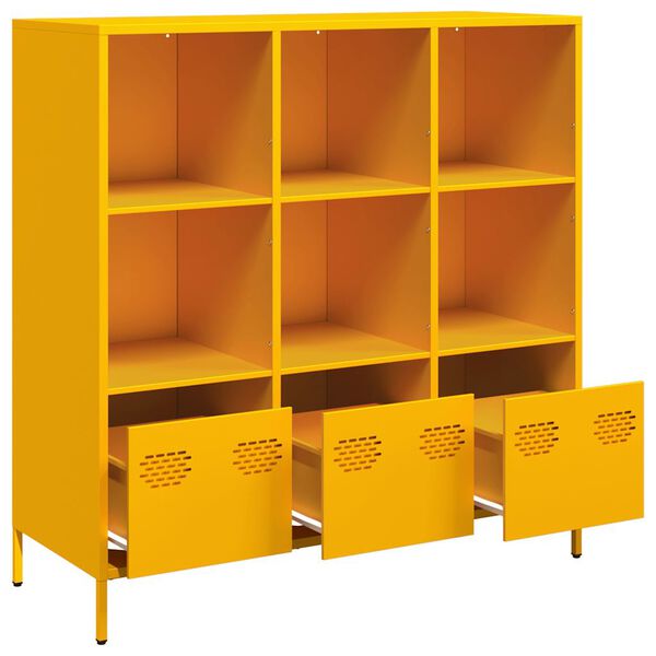 vidaXL Buffet haut jaune moutarde 101,5x39x103,5 cm acier