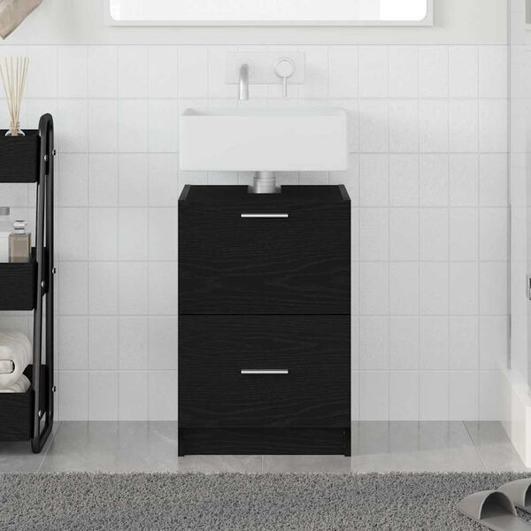vidaXL Cabinet de salle de bain avec tiroir Ch&ecirc;ne noir 40 x 37 x 59 cm