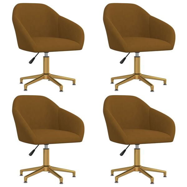 vidaXL Chaises pivotantes &agrave; manger lot de 4 marron velours