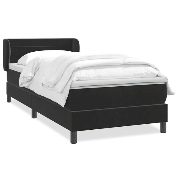 vidaXL Sommier &agrave; lattes de lit avec matelas noir 80x220 cm velours