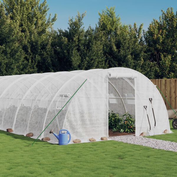 vidaXL Serre avec cadre en acier blanc 88 m&sup2; 22x4x2 m