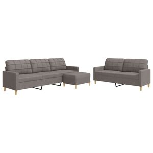 vidaXL Ensemble de canap&eacute;s 3 pcs avec repose-pied taupe tissu