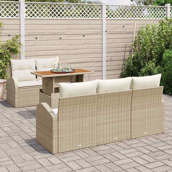 vidaXL Ensemble de canapé de jardin 6 pcs Beige Poly rotin