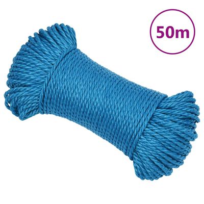 vidaXL Corde de travail Bleu 8 mm 50 m Polypropylène