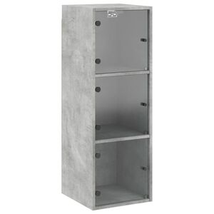 vidaXL Armoire murale avec portes en verre gris b&eacute;ton 35x37x100 cm