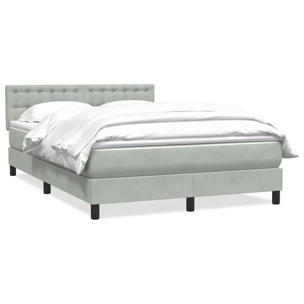 vidaXL Sommier &agrave; lattes de lit et matelas gris clair 140x210cm velours