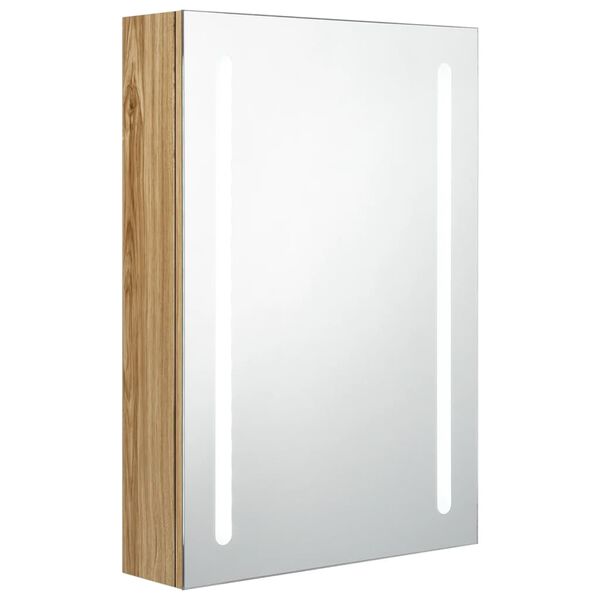 vidaXL Armoire de salle de bain à miroir LED Chêne 50x13x70 cm