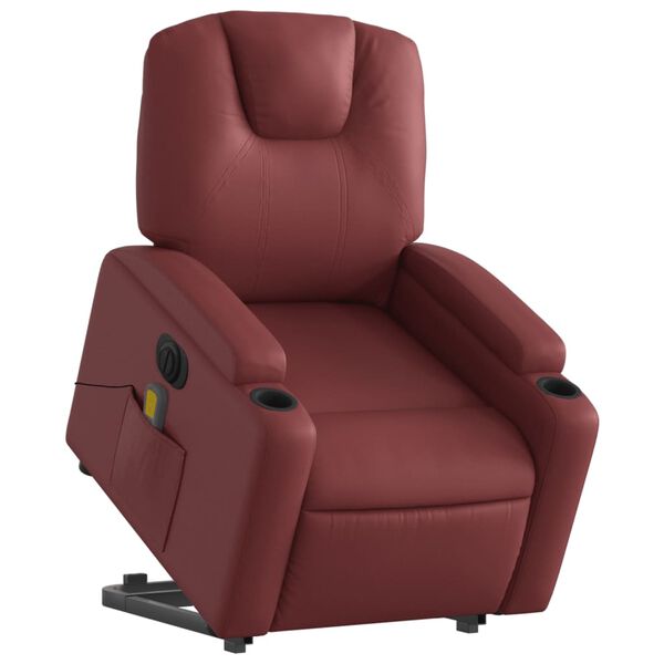 vidaXL Fauteuil inclinable de massage &eacute;lectrique rouge bordeaux