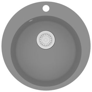 vidaXL &Eacute;vier de cuisine en granit Bac unique Rond Gris