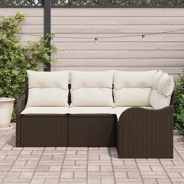 vidaXL Ensemble de canap&eacute; de jardin 4 pcs Marron polyrotin