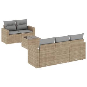 vidaXL Salon de jardin avec coussins 6 pcs beige r&eacute;sine tress&eacute;e