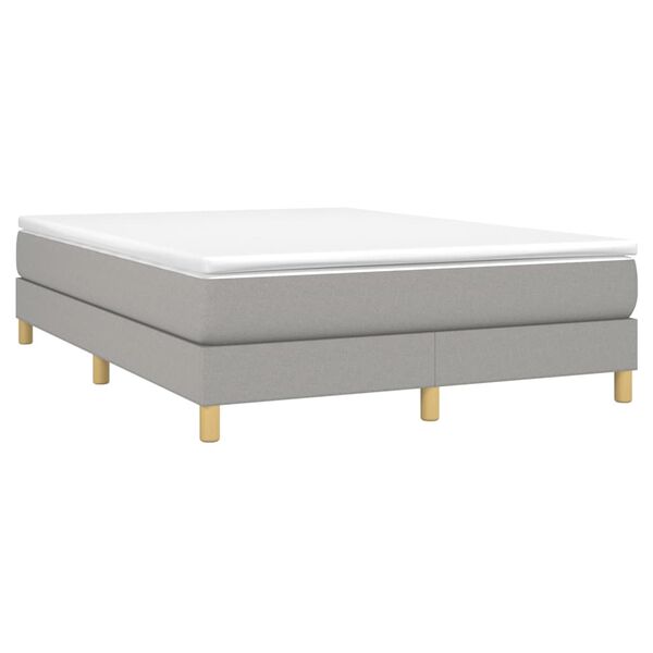 vidaXL Sommier &agrave; lattes de lit avec matelas Gris clair 140x190cm Tissu