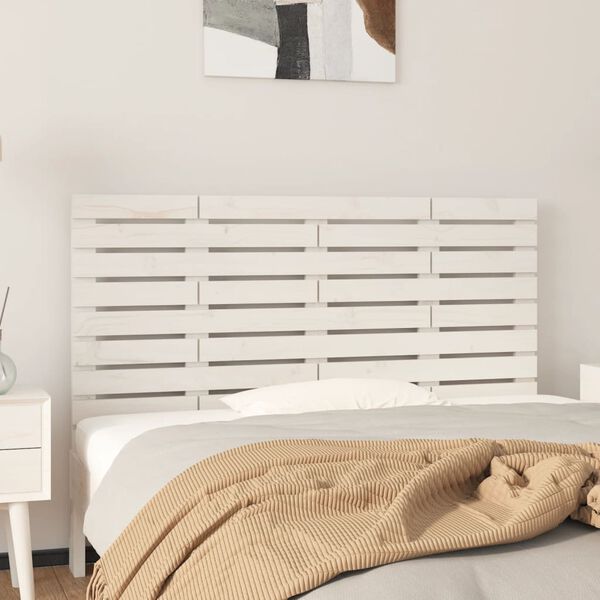 vidaXL T&ecirc;te de lit murale Blanc 156x3x63 cm Bois massif de pin