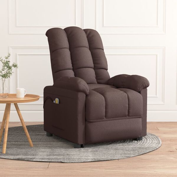vidaXL Fauteuil &eacute;lectrique de massage Marron fonc&eacute; Tissu