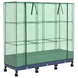 vidaXL Jardini&egrave;re de jardin avec couverture de serre et roues 3 pc PP