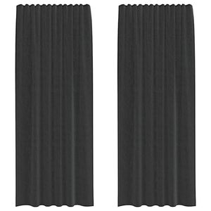 vidaXL Rideaux en voile avec passe-tringle 2 pcs noir