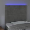 vidaXL T&ecirc;te de lit &agrave; LED Gris clair 100x5x118/128 cm Velours