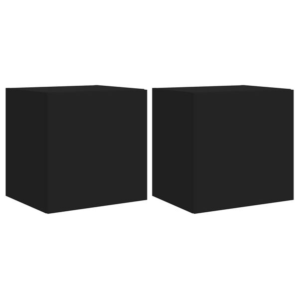 vidaXL Meubles TV muraux avec lumi&egrave;res LED 2 pcs noir 40,5x35x40 cm