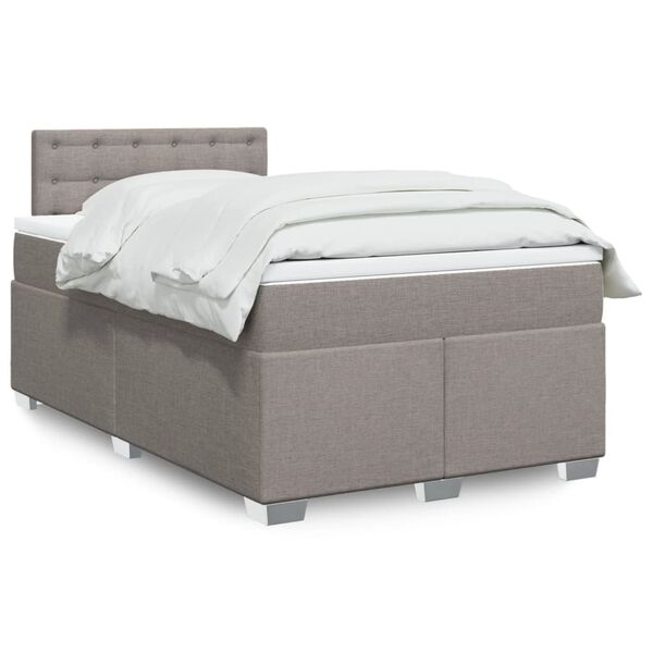 vidaXL Sommier &agrave; lattes de lit avec matelas Taupe 120x200 cm Tissu