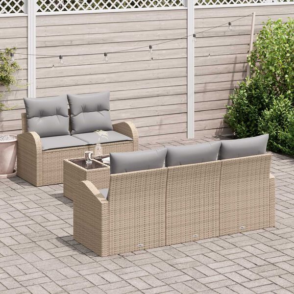 vidaXL Ensemble de canap&eacute; de jardin Beige 55 x 55 x 37 cm polyrotin