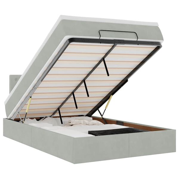 vidaXL Cadre de lit ottoman et matelas gris clair 120x200 cm velours