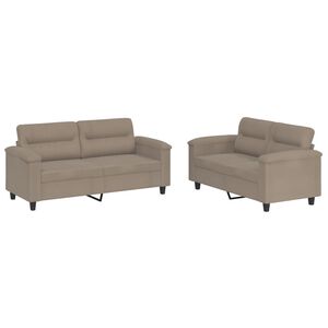 vidaXL Ensemble de canap&eacute;s 2 pcs avec coussins taupe tissu microfibre