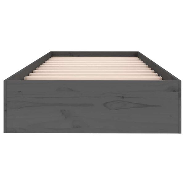 vidaXL Cadre de lit sans matelas gris bois massif 75x190 cm