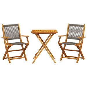 vidaXL Ensemble de bistro 3 pcs gris polypropyl&egrave;ne et bois massif