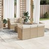 vidaXL Salon de jardin avec coussins 6 pcs beige r&eacute;sine tress&eacute;e