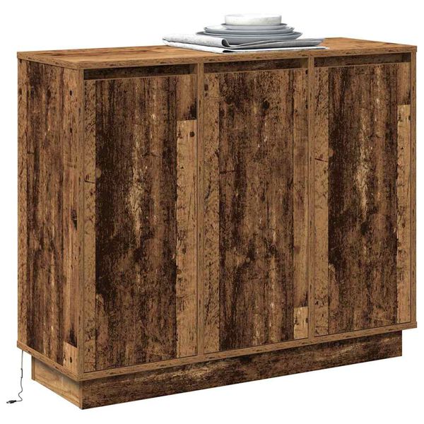 vidaXL Buffet LED Bois ancien 90 x 32 x 75 cm Bois d'ing&eacute;nierie