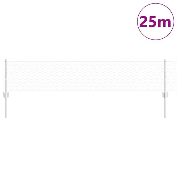 vidaXL Cl&ocirc;ture avec poteau Argent&eacute; 0,4 x 25 m Acier