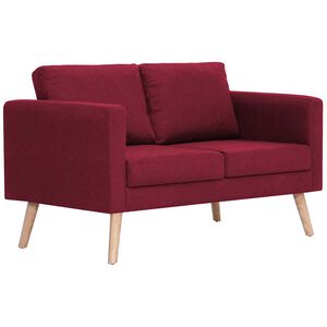vidaXL Canap&eacute; &agrave; 2 places tissu rouge bordeaux