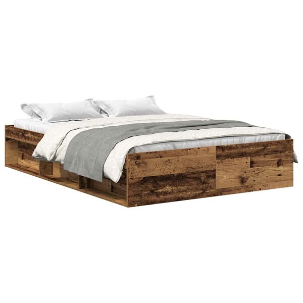 vidaXL Cadre de lit sans matelas vieux bois 120x190 cm bois ing&eacute;nierie