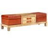 vidaXL Banc de rangement Bois de manguier Cuir v&eacute;ritable 120x36x36 cm