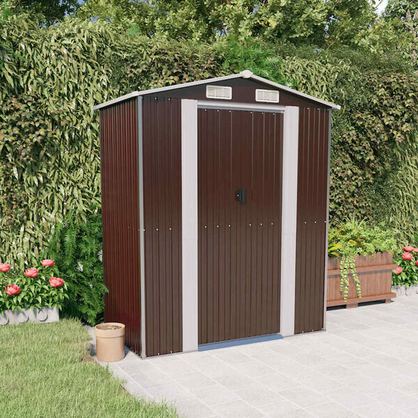 vidaXL Abri de jardin Marron fonc&eacute; 192x108x223 cm Acier galvanis&eacute;