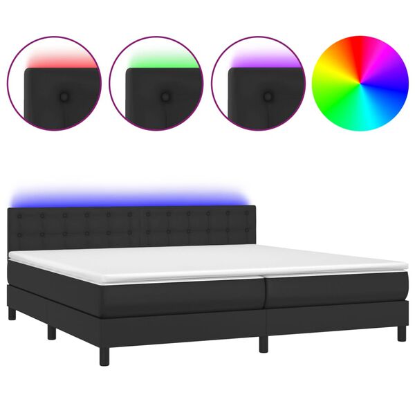 vidaXL Sommier &agrave; lattes de lit avec matelas et LED Noir 200x200cm