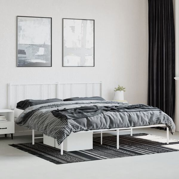 vidaXL Cadre de lit métal sans matelas et tête de lit blanc 180x200 cm