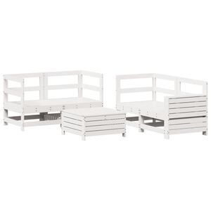 vidaXL Salon de jardin 5 pcs blanc bois massif de pin
