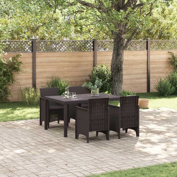 vidaXL Ensemble de salle &agrave; manger pour jardin 5 pcs Marron Rattan Polt