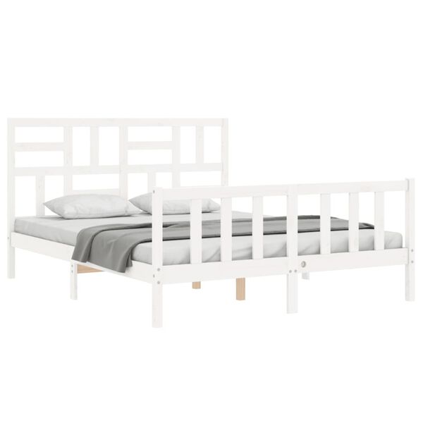 vidaXL Cadre de lit sans matelas blanc 160x200 cm bois de pin massif