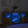 vidaXL Buffet avec lumi&egrave;res LED ch&ecirc;ne fum&eacute; 142,5x37x67 cm