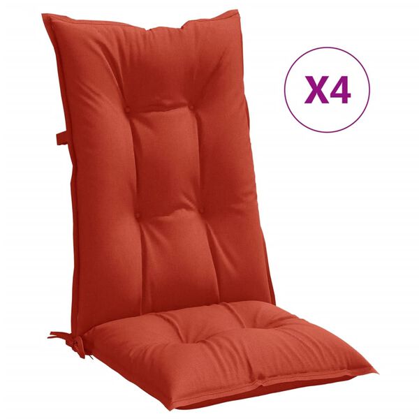vidaXL Coussins de chaise &agrave; dossier haut lot de 4 rouge m&eacute;lang&eacute; tissu
