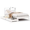 vidaXL Lit biblioth&egrave;que sans matelas blanc 100x200 cm bois pin massif